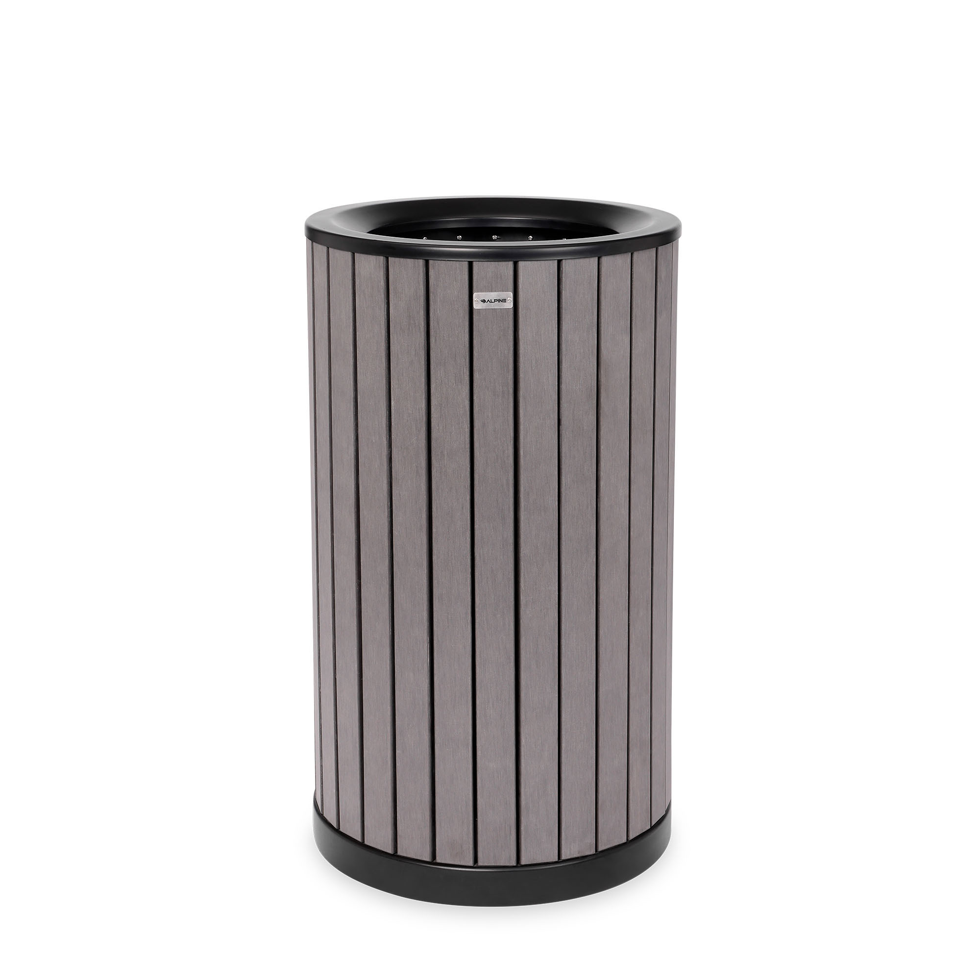 Alpine, 32-Gallon Outdoor Metal Trash Can, Gray, Capacity 32 Gal, Model# ALP4400-01-GRY